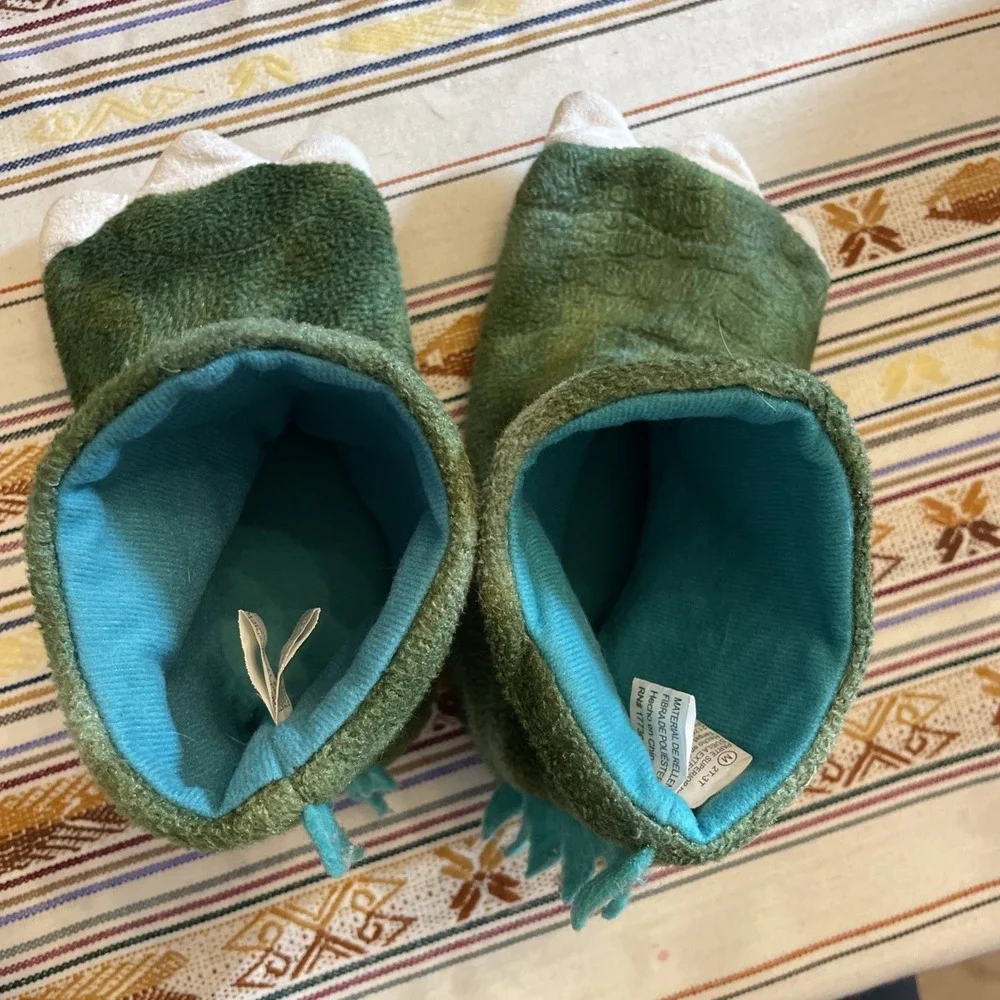 Green Dinosaur Slippers 2T-3T | Tall Ankle White Nails‎ | Play Creative Dress-up